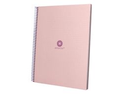 Cuaderno espiral liderpapel a4 micro antartik tapa forrada80h 90 gr rayado puntos 1 banda 4 taladros rosa