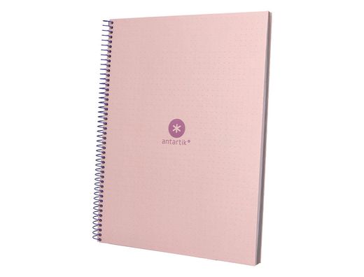 Cuaderno espiral liderpapel a4 micro antartik tapa forrada80h 90 gr rayado puntos 1 banda 4 taladros rosa