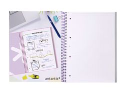 Cuaderno espiral liderpapel a4 micro antartik tapa forrada80h 90 gr rayado puntos 1 banda 4 taladros rosa