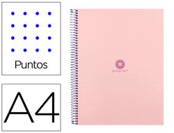 Cuaderno espiral liderpapel a4 micro antartik tapa forrada80h 90 gr rayado puntos 1 banda 4 taladros rosa