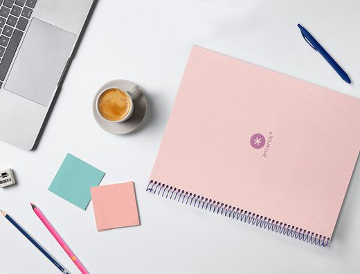 Cuaderno espiral liderpapel a4 micro antartik tapa forrada80h 90 gr rayado puntos 1 banda 4 taladros rosa