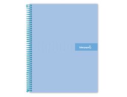 Cuaderno espiral liderpapel a4 micro crafty tapa forrada 120h 90 gr cuadro 5 mm 5 bandas 4 colores celeste
