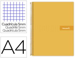 Cuaderno espiral liderpapel a4 micro crafty tapa forrada 120h 90 gr cuadro 5 mm 5 bandas 4 colores color naranja