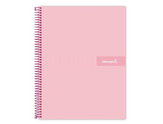 Cuaderno espiral liderpapel a4 micro crafty tapa forrada 120h 90 gr cuadro 5 mm 5 bandas 4 colores color rosa