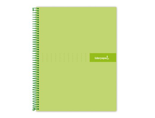 Cuaderno espiral liderpapel a4 micro crafty tapa forrada 120h 90 gr cuadro 5 mm 5 bandas 4 colores color verde