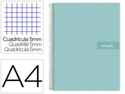 Cuaderno espiral liderpapel a4 micro crafty tapa forrada 120h 90gr cuadro 5mm 5 bandas 4 taladros color turquesa