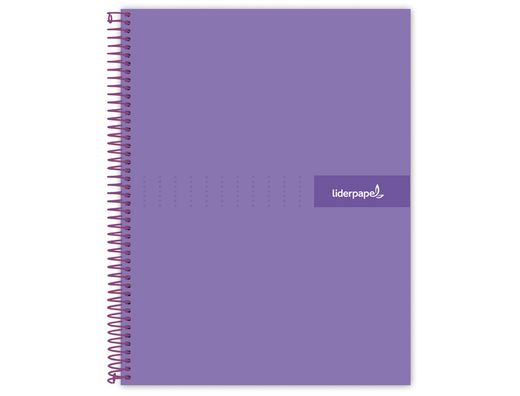Cuaderno espiral liderpapel a4 micro crafty tapa forrada 120h 90gr cuadro 5mm 5 bandas 4 taladros color violeta