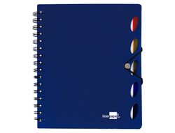 Cuaderno Espiral Liderpapel A4 Micro Executive Tapa Plastico 100H 80 Gr Cuadro 5Mm 5 Separadores con Gomilla Azul