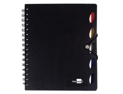Cuaderno Espiral Liderpapel A4 Micro Executive Tapa Plastico 100H 80 Gr Cuadro 5Mm 5 Separadores con Gomilla Negro