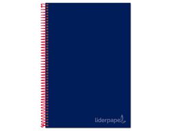 Cuaderno espiral liderpapel a4 micro jolly tapa forrada 140h 75 gr cuadro 5mm 5 bandas 4 taladros color azul