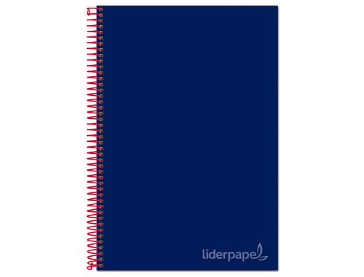 Cuaderno espiral liderpapel a4 micro jolly tapa forrada 140h 75 gr cuadro 5mm 5 bandas 4 taladros color azul