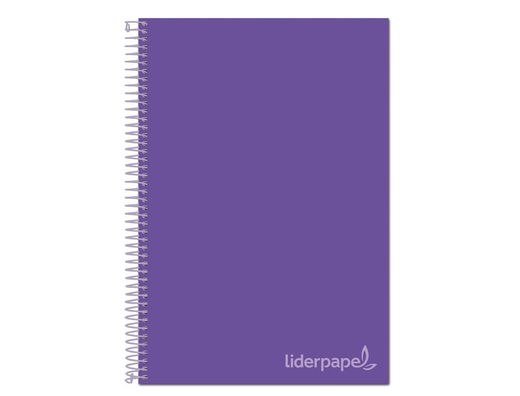 Cuaderno espiral liderpapel a4 micro jolly tapa forrada 140h 75 gr cuadro 5mm 5 bandas 4 taladros color lila