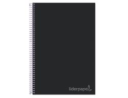 Cuaderno espiral liderpapel a4 micro jolly tapa forrada 140h 75 gr cuadro 5mm 5 bandas 4 taladros color negro