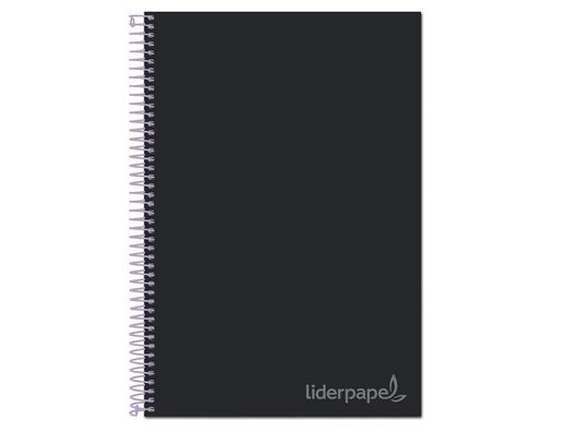 Cuaderno espiral liderpapel a4 micro jolly tapa forrada 140h 75 gr cuadro 5mm 5 bandas 4 taladros color negro