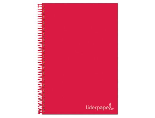 Cuaderno espiral liderpapel a4 micro jolly tapa forrada 140h 75 gr cuadro 5mm 5 bandas 4 taladros color rojo