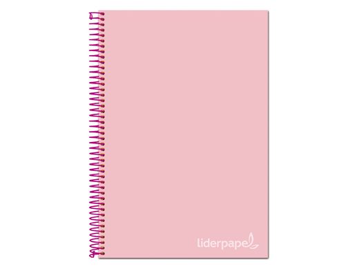 Cuaderno espiral liderpapel a4 micro jolly tapa forrada 140h 75 gr cuadro 5mm 5 bandas 4 taladros color rosa