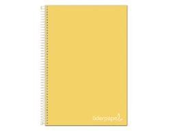Cuaderno espiral liderpapel a4 micro jolly tapa forrada 140h 75 gr cuadro 5mm 5 bandas4 taladros color amarillo