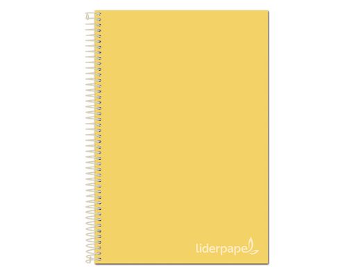 Cuaderno espiral liderpapel a4 micro jolly tapa forrada 140h 75 gr cuadro 5mm 5 bandas4 taladros color amarillo