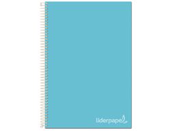 Cuaderno espiral liderpapel a4 micro jolly tapa forrada 140h 75 gr cuadro 5mm 5 bandas4 taladros color celeste