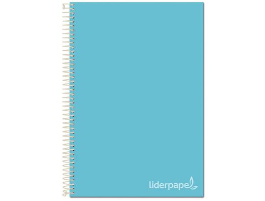 Cuaderno espiral liderpapel a4 micro jolly tapa forrada 140h 75 gr cuadro 5mm 5 bandas4 taladros color celeste