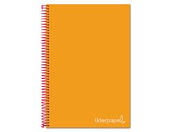 Cuaderno espiral liderpapel a4 micro jolly tapa forrada 140h 75 gr cuadro 5mm 5 bandas4 taladros color naranja