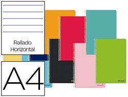 Cuaderno espiral liderpapel a4 micro jolly tapa forrada 140h 75 gr horizontal 5 bandas4 taladros colores surtidos