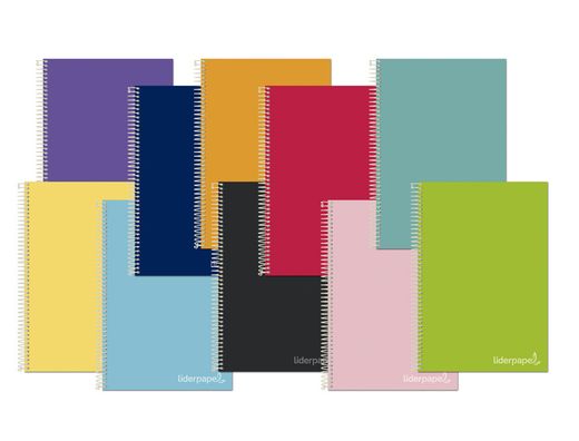 Cuaderno espiral liderpapel a4 micro jolly tapa forrada 140h 75 gr horizontal 5 bandas4 taladros colores surtidos