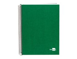 Cuaderno espiral liderpapel A4 micro papercoat tapa forrada 140h 75 gr cuadro5mm 5 bandas 4 taladros verde