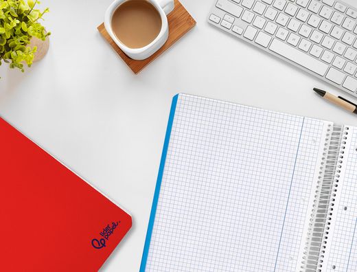 Cuaderno espiral liderpapel A4 micro smart tapa blanda 80h 75gr cuadro 5mm doble margen 4 taladros colores