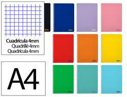 Cuaderno espiral liderpapel A4 micro smart tapa blanda 80h 75gr cuadro 5mm doble margen 4 taladros colores
