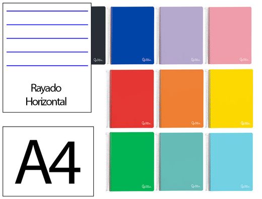 Cuaderno espiral liderpapel A4 micro witty tapa dura 120h 90gr horizontal 8mm 5 bandas 4 taladros colores surtidos