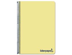 Cuaderno espiral liderpapel a4 micro wonder tapa plastico 120h 90 gr cuadro 5 mm 5 banda4 taladros color amarillo