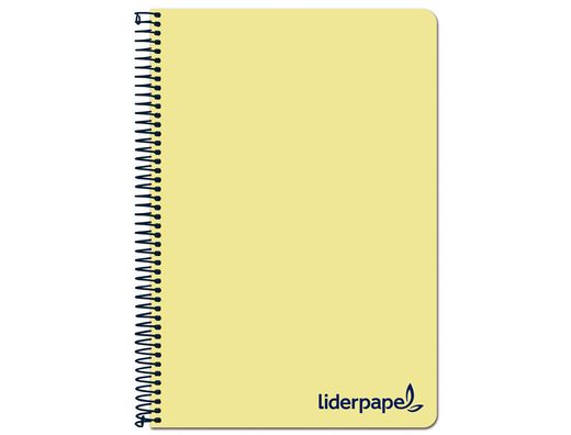 Cuaderno espiral liderpapel a4 micro wonder tapa plastico 120h 90 gr cuadro 5 mm 5 banda4 taladros color amarillo