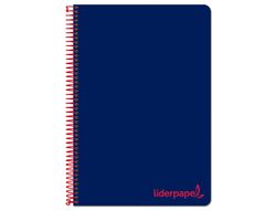 Cuaderno espiral liderpapel a4 micro wonder tapa plastico 120h 90 gr cuadro 5 mm 5 banda4 taladros color azul marino