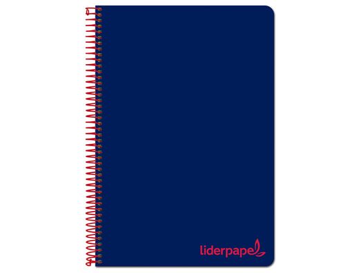 Cuaderno espiral liderpapel a4 micro wonder tapa plastico 120h 90 gr cuadro 5 mm 5 banda4 taladros color azul marino
