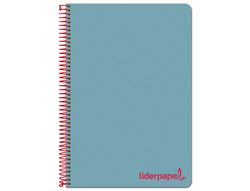 Cuaderno espiral liderpapel a4 micro wonder tapa plastico 120h 90 gr cuadro 5 mm 5 banda4 taladros color celeste