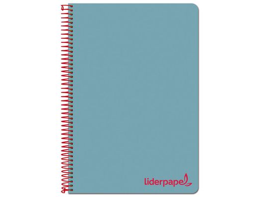 Cuaderno espiral liderpapel a4 micro wonder tapa plastico 120h 90 gr cuadro 5 mm 5 banda4 taladros color celeste