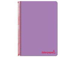 Cuaderno espiral liderpapel a4 micro wonder tapa plastico 120h 90 gr cuadro 5 mm 5 banda4 taladros color lila