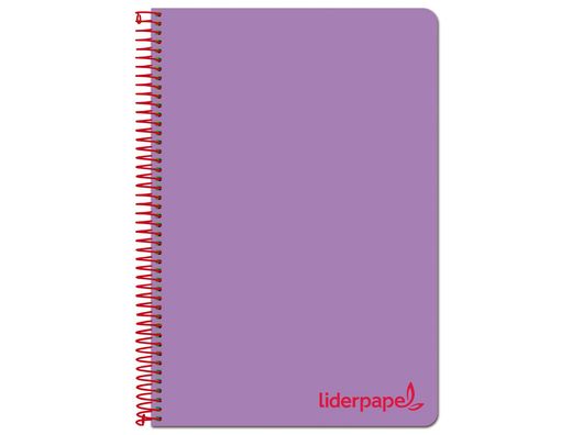 Cuaderno espiral liderpapel a4 micro wonder tapa plastico 120h 90 gr cuadro 5 mm 5 banda4 taladros color lila