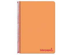 Cuaderno espiral liderpapel a4 micro wonder tapa plastico 120h 90 gr cuadro 5 mm 5 banda4 taladros color naranja