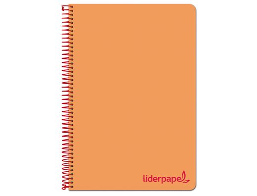 Cuaderno espiral liderpapel a4 micro wonder tapa plastico 120h 90 gr cuadro 5 mm 5 banda4 taladros color naranja