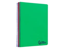 Cuaderno espiral liderpapel A4 micro wonder tapa plastico 120h 90gr cuadro 5mm 5 bandas 4 taladros color verde oscuro