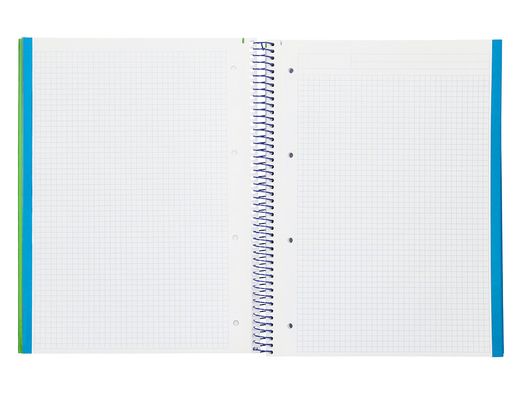 Cuaderno espiral liderpapel A4 micro wonder tapa plastico 120h 90gr cuadro 5mm 5 bandas 4 taladros color verde oscuro