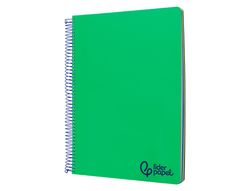 Cuaderno espiral liderpapel A4 micro wonder tapa plastico 120h 90gr cuadro 5mm 5 bandas 4 taladros color verde oscuro