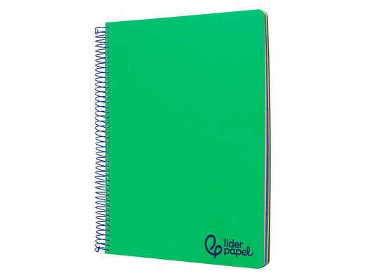Cuaderno espiral liderpapel A4 micro wonder tapa plastico 120h 90gr cuadro 5mm 5 bandas 4 taladros color verde oscuro