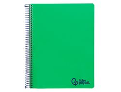 Cuaderno espiral liderpapel A4 micro wonder tapa plastico 120h 90gr cuadro 5mm 5 bandas 4 taladros color verde oscuro