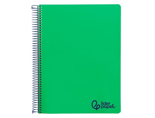 Cuaderno espiral liderpapel A4 micro wonder tapa plastico 120h 90gr cuadro 5mm 5 bandas 4 taladros color verde oscuro