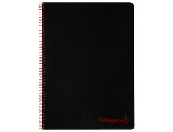 Cuaderno espiral liderpapel a4 micro wonder tapa plastico 120h 90 gr cuadro 5 mm 5 bandas 4 taladros color negro