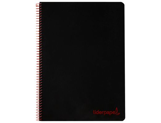 Cuaderno espiral liderpapel a4 micro wonder tapa plastico 120h 90 gr cuadro 5 mm 5 bandas 4 taladros color negro