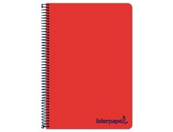 Cuaderno espiral liderpapel a4 micro wonder tapa plastico 120h 90 gr cuadro 5 mm 5 bandas 4 taladros color rojo